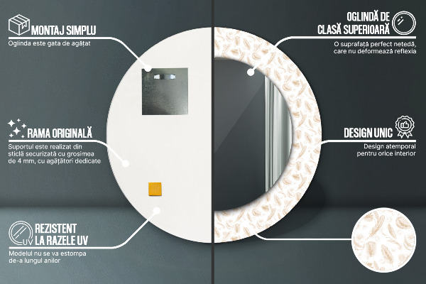 Rund spegel vägg Fjädrar