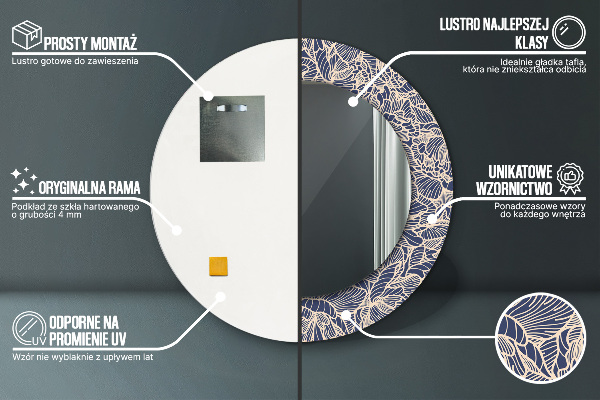 Rund spegel vägg Blommor