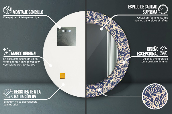 Rund spegel vägg Blommor