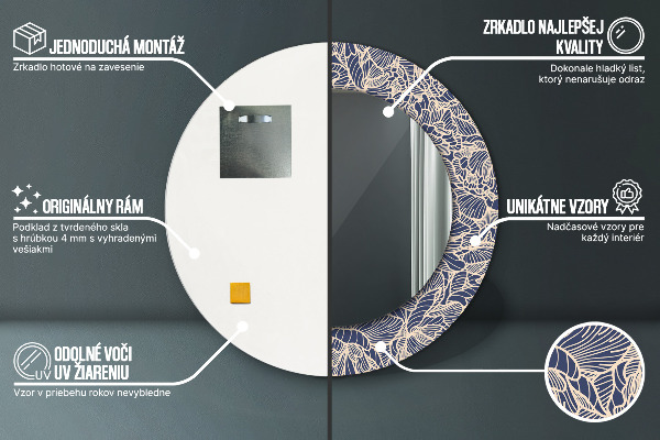 Rund spegel vägg Blommor