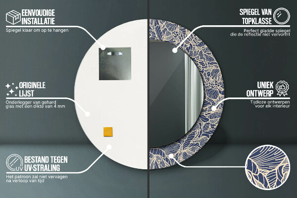 Rund spegel vägg Blommor