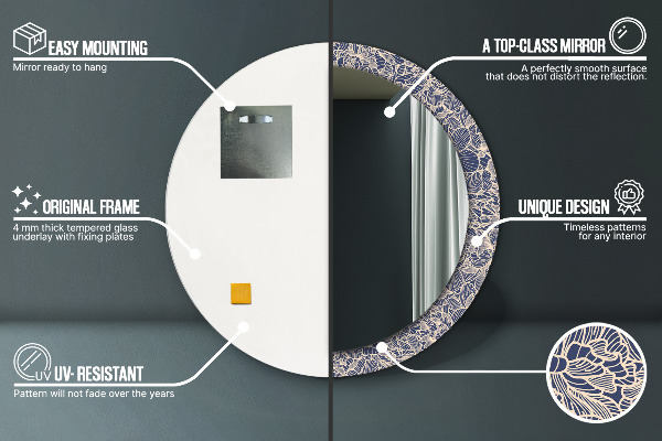 Rund spegel vägg Blommor