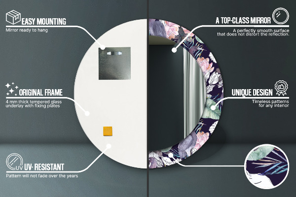 Rund spegel vägg Häger fåglar