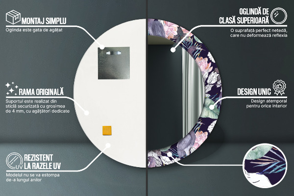 Rund spegel vägg Häger fåglar