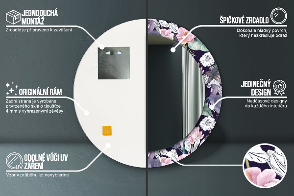 Rund spegel vägg Häger fåglar