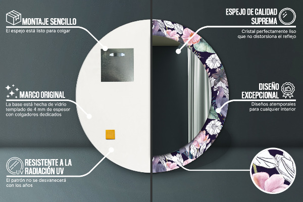 Rund spegel vägg Häger fåglar