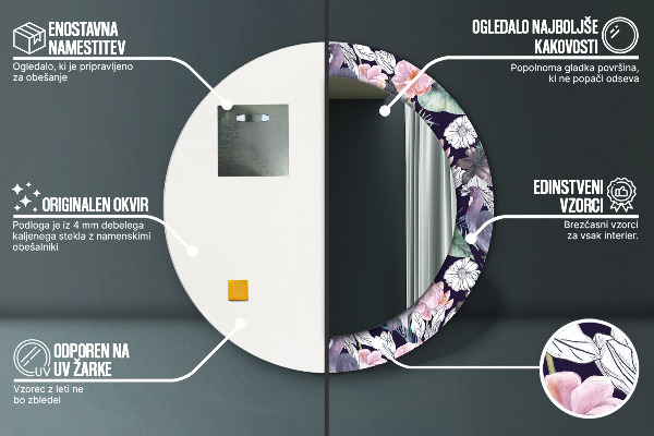 Rund spegel vägg Häger fåglar