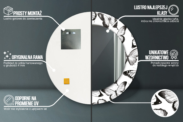 Rund spegel vägg Fjäril