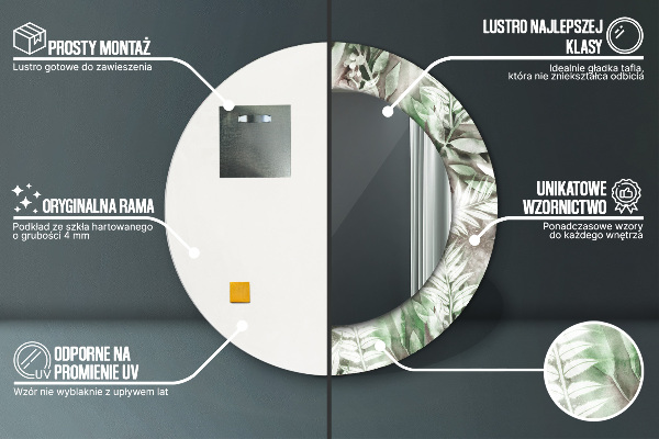 Rund spegel vägg Akvarell blad