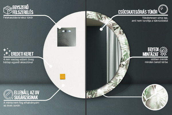 Rund spegel vägg Akvarell blad