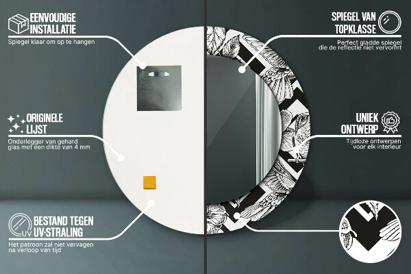 Rund spegel vägg Kolibrier