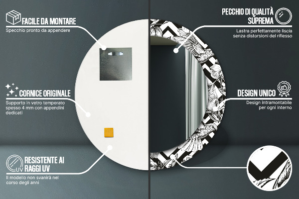 Rund spegel vägg Kolibrier