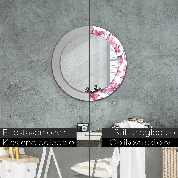 Rund spegel vägg Akvarell blommor