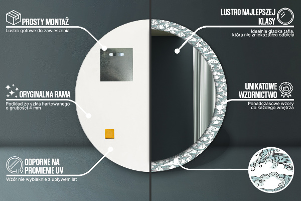 Rund spegel vägg Moln