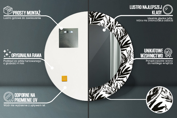 Rund spegel vägg Monstera