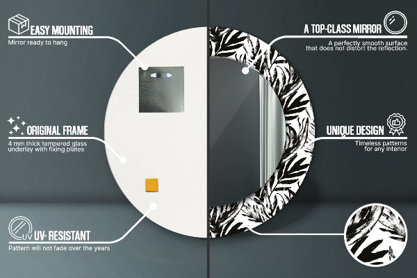 Rund spegel vägg Monstera