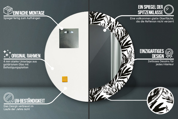 Rund spegel vägg Monstera