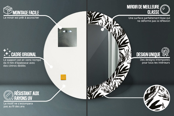 Rund spegel vägg Monstera