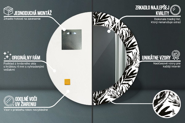 Rund spegel vägg Monstera