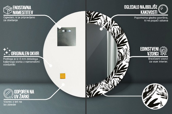 Rund spegel vägg Monstera