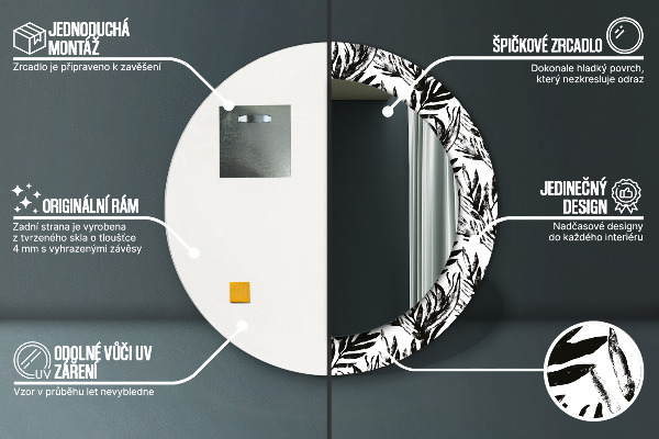 Rund spegel vägg Monstera