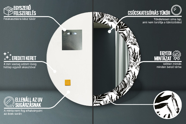 Rund spegel vägg Monstera