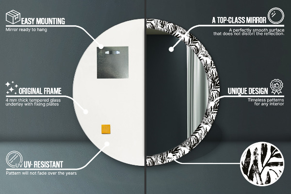 Rund spegel vägg Monstera