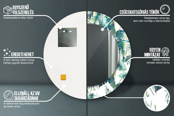 Rund spegel dekorativ Blad