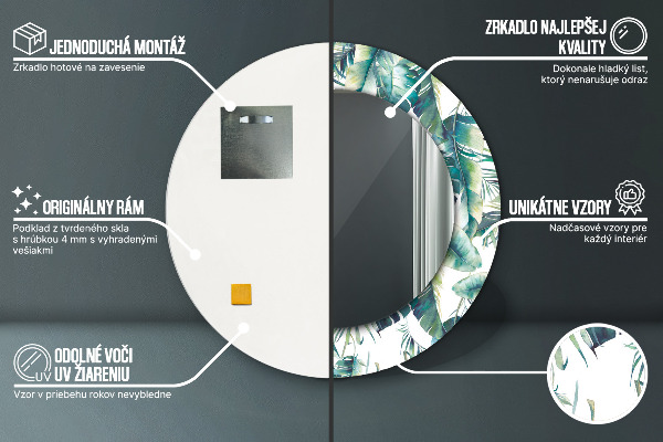 Rund spegel dekorativ Blad