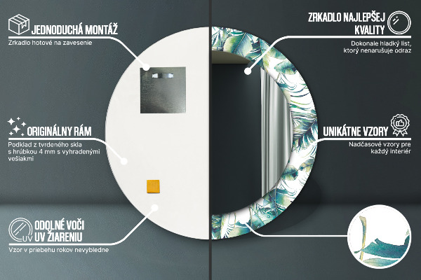 Rund spegel dekorativ Blad