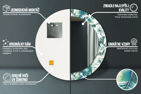 Rund spegel dekorativ Blad