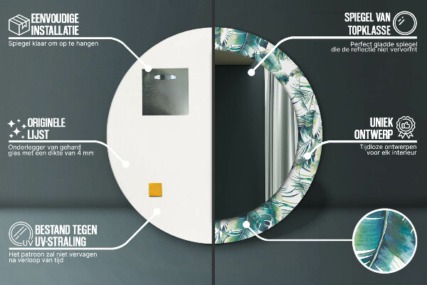 Rund spegel dekorativ Blad