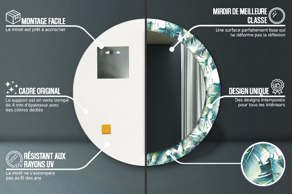 Rund spegel dekorativ Blad