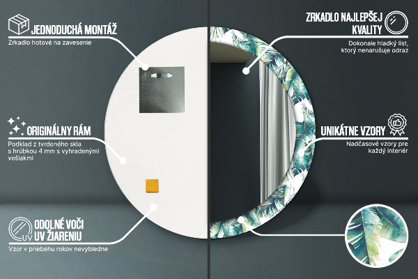 Rund spegel dekorativ Blad