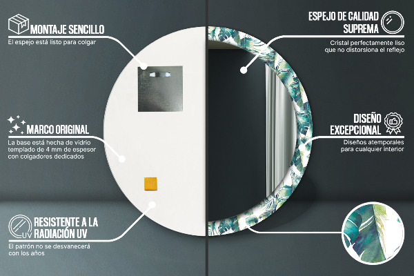 Rund spegel dekorativ Blad