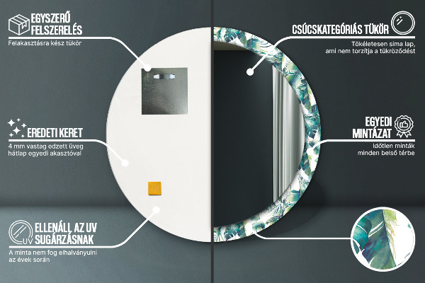 Rund spegel dekorativ Blad