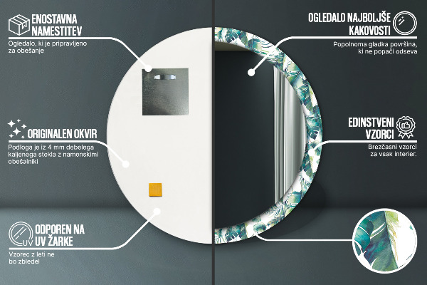 Rund spegel dekorativ Blad