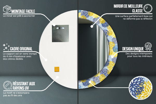 Rund spegel dekorativ Blå blommor