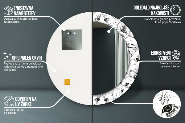 Rund spegel dekorativ Husdjur katter