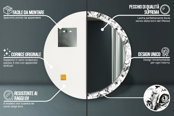 Rund spegel dekorativ Husdjur katter