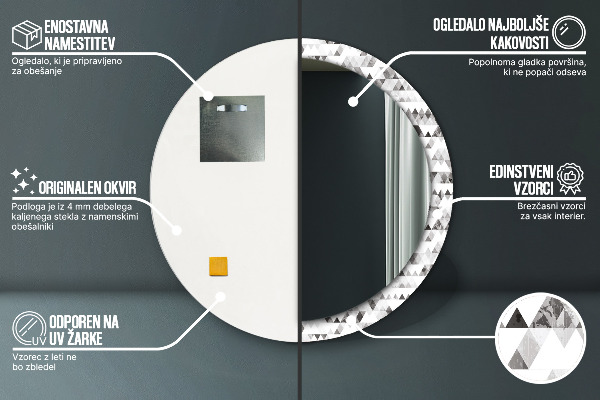 Rund spegel dekorativ Regnbågstriangel