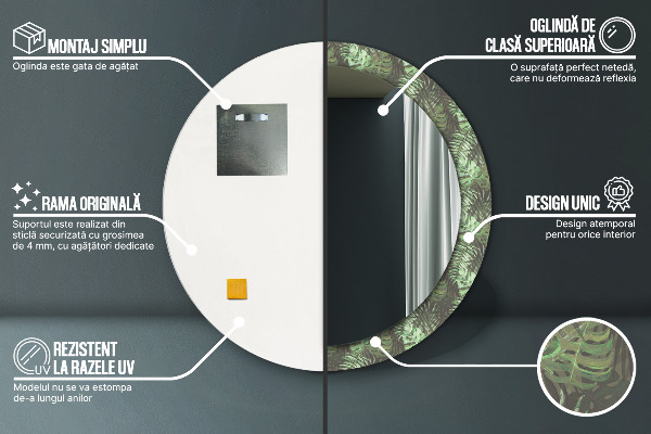 Rund spegel dekorativ Tropiska löv