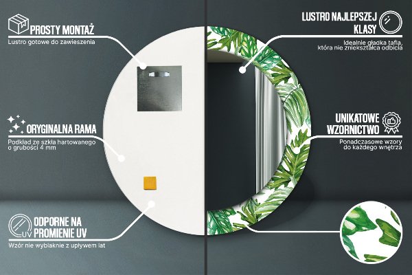 Rund spegel dekorativ Djungellöv