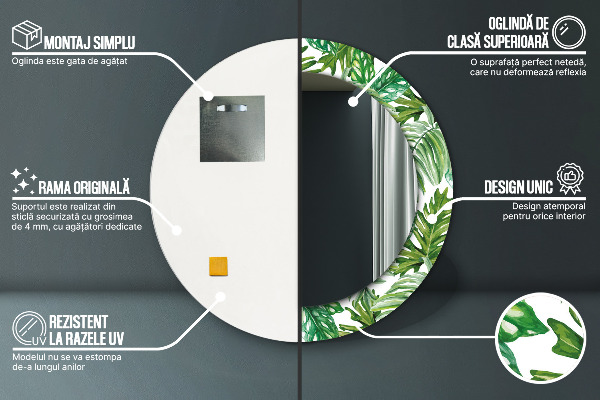 Rund spegel dekorativ Djungellöv