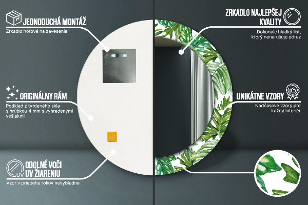 Rund spegel dekorativ Djungellöv