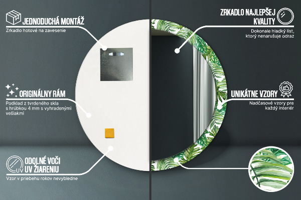 Rund spegel dekorativ Djungellöv