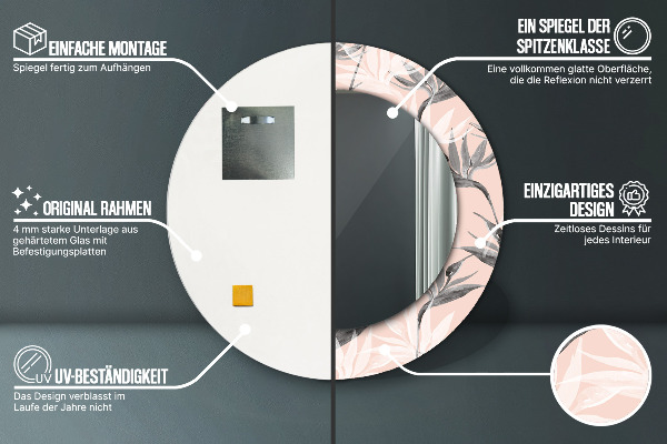 Rund spegel dekorativ Ett paradis för fåglar
