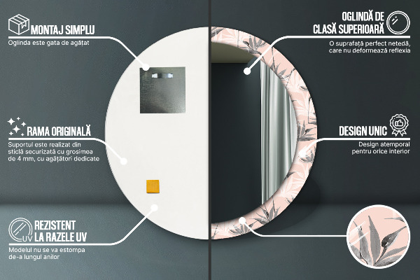 Rund spegel dekorativ Ett paradis för fåglar