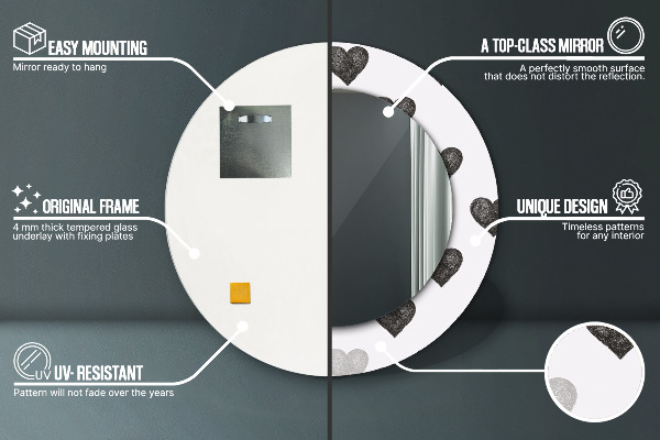 Rund spegel dekorativ Abstrakta hjärtan