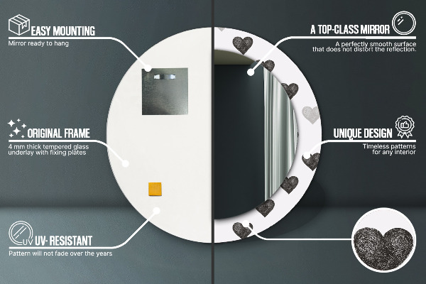 Rund spegel dekorativ Abstrakta hjärtan